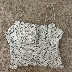 Urban Outfitters Cream Smocked Crop Camisole